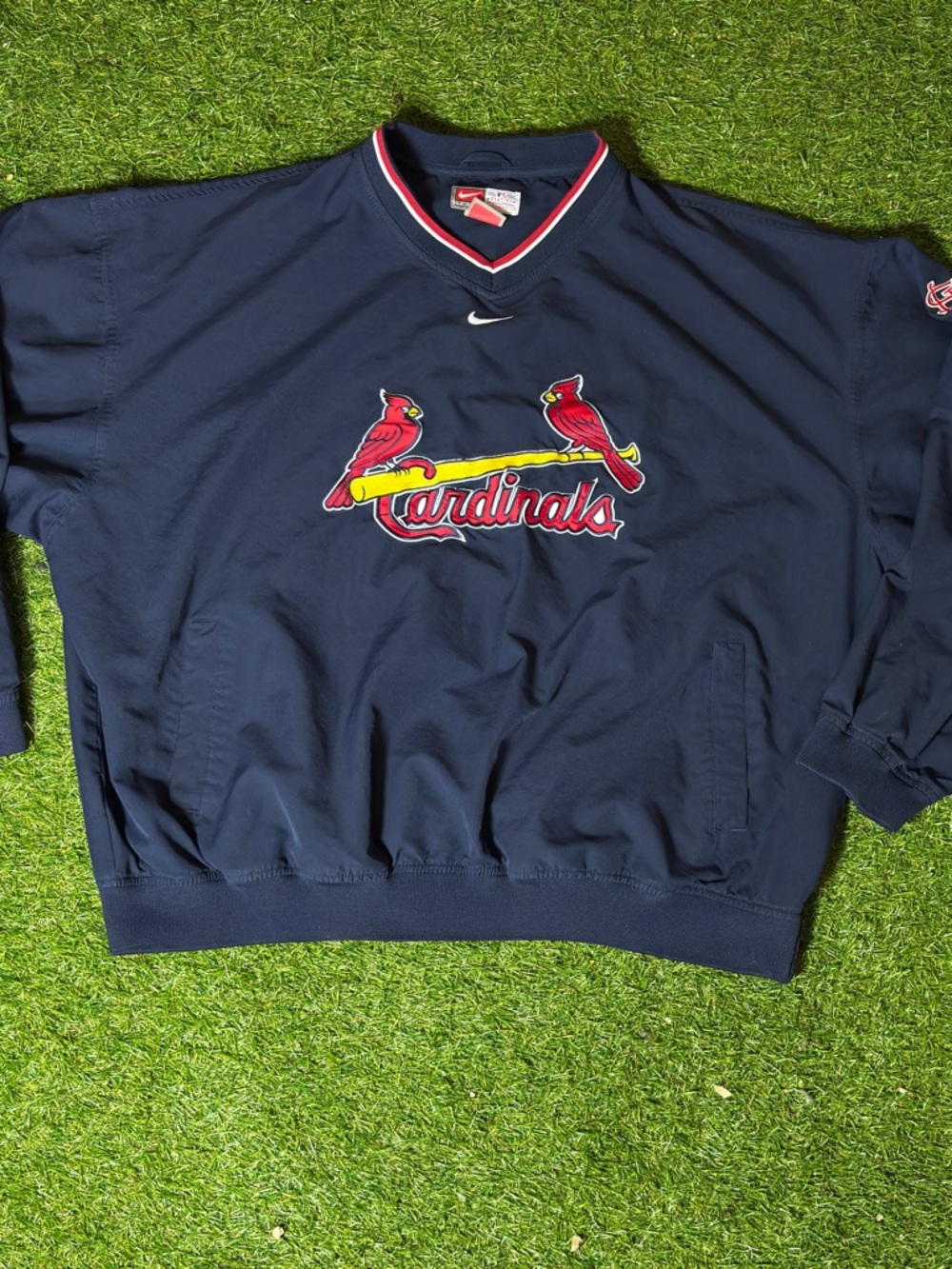 Nike Navy V-Neck Cardinals Pullover Sweatshirt with Red Logo